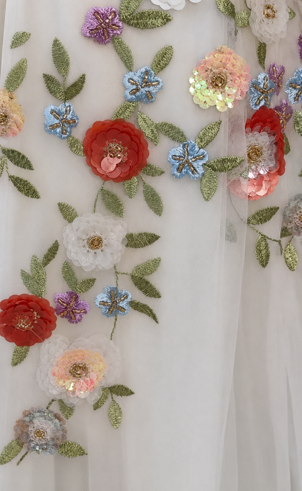 Embroidered and Sequins Floral Overskirt β 3D Flower Tulle Wedding Skirt