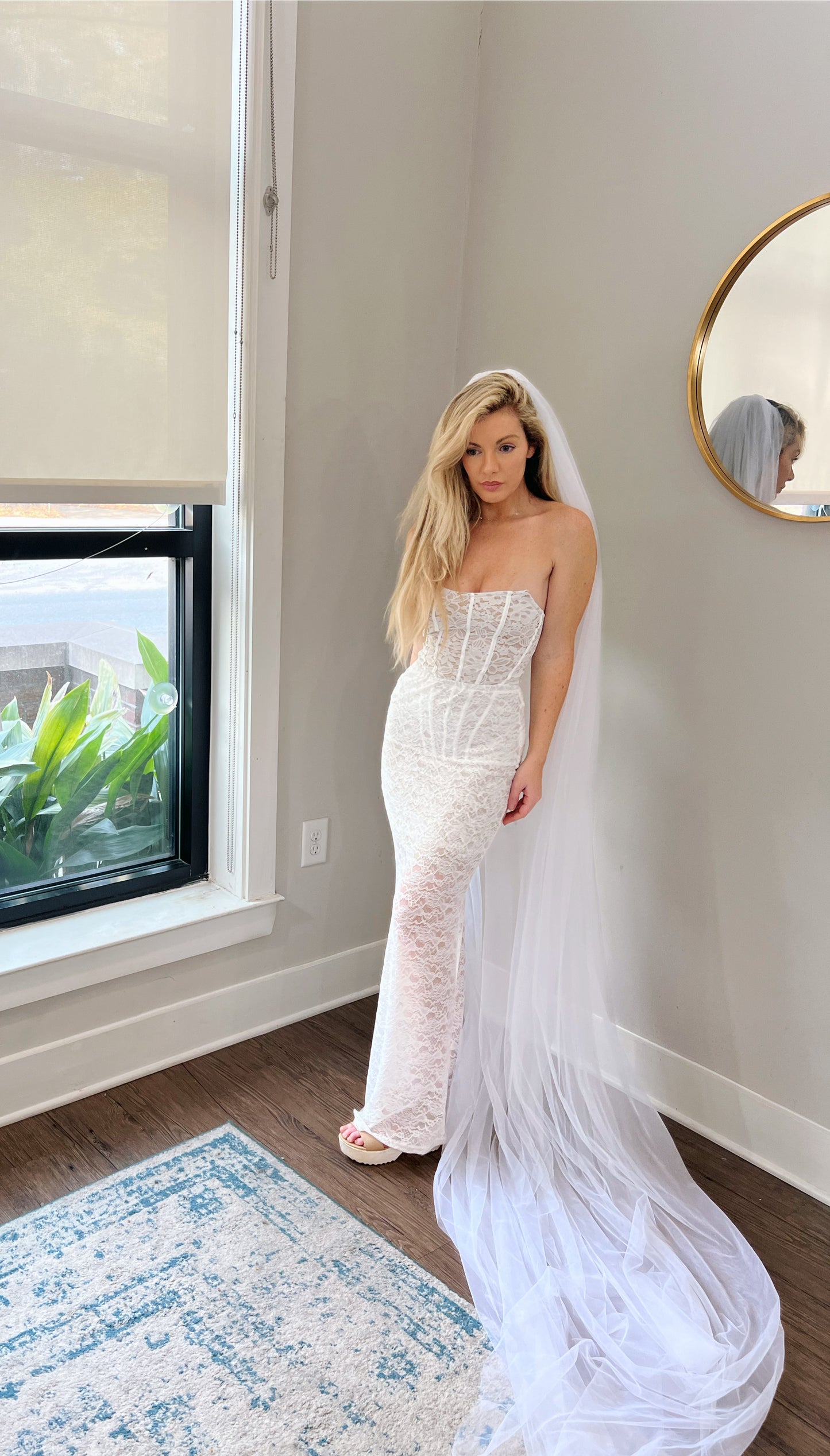 Simple Extra Long Cathedral Length Tulle Wedding Veil