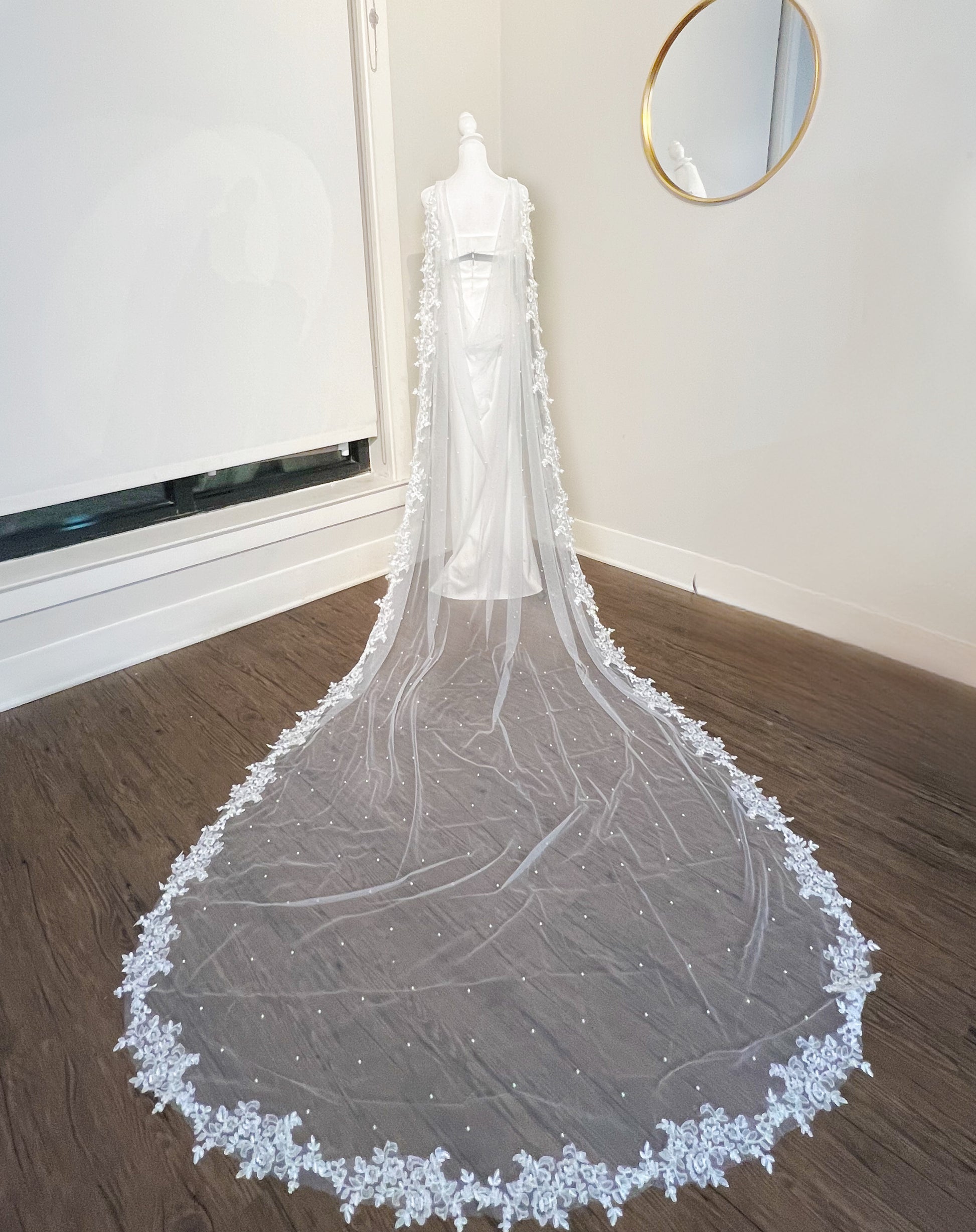 Pearl beaded lace embroidered wedding cape, pearls wedding jacket, wedding sleeves