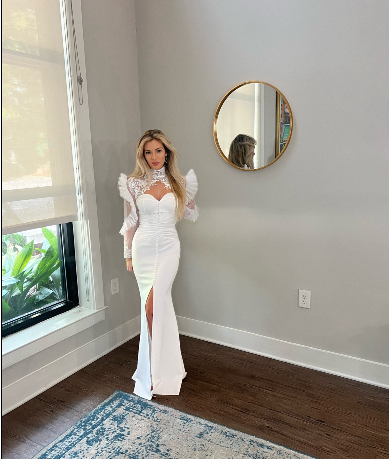 High Neck Vintage Bridal Sleeves Removable