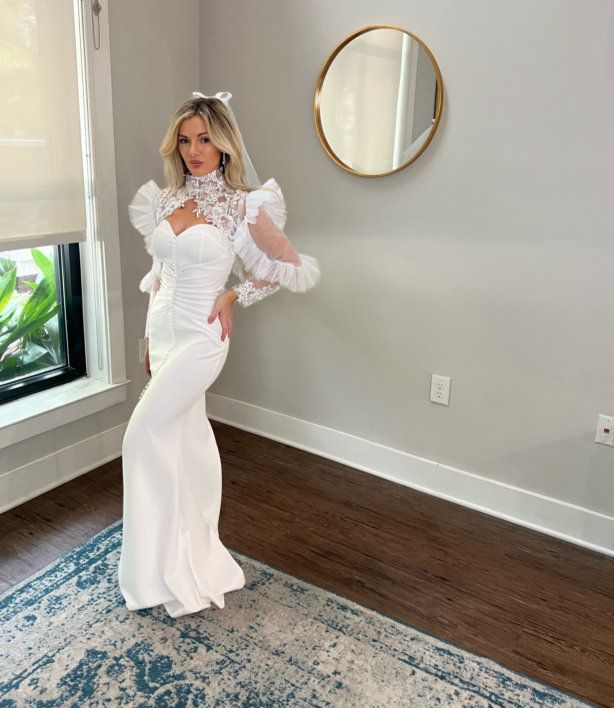 High Neck Vintage Wedding Sleeves Tulle Outter Sleeves