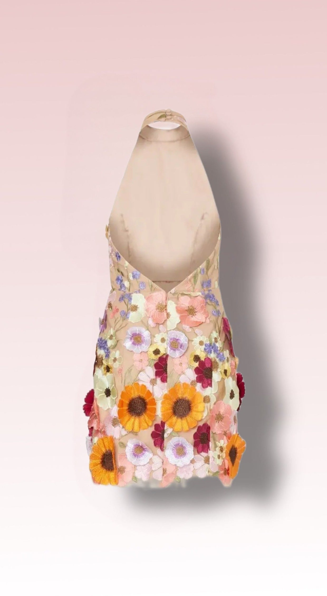 Colorful flower embroidery halter back mini short dress, short summer dresses, short spring dresses, cheap wedding guest dresses, summer wedding guest dresses, fun summer flirty girly dresses, bright summer dresses