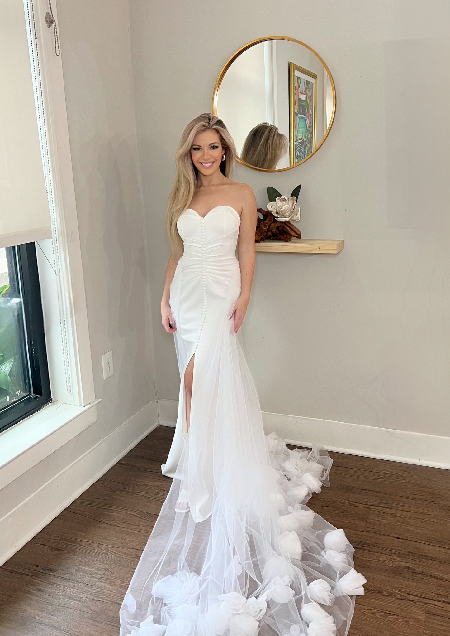 Tulle Roses on Wedding Train, Detachable Tulle Wedding Train with Roses, Floral Whimsical Wedding train, Garden party wedding outfit, romantic wedding dress, maggie sorento wedding train, tulle 3d flowers on wedding train