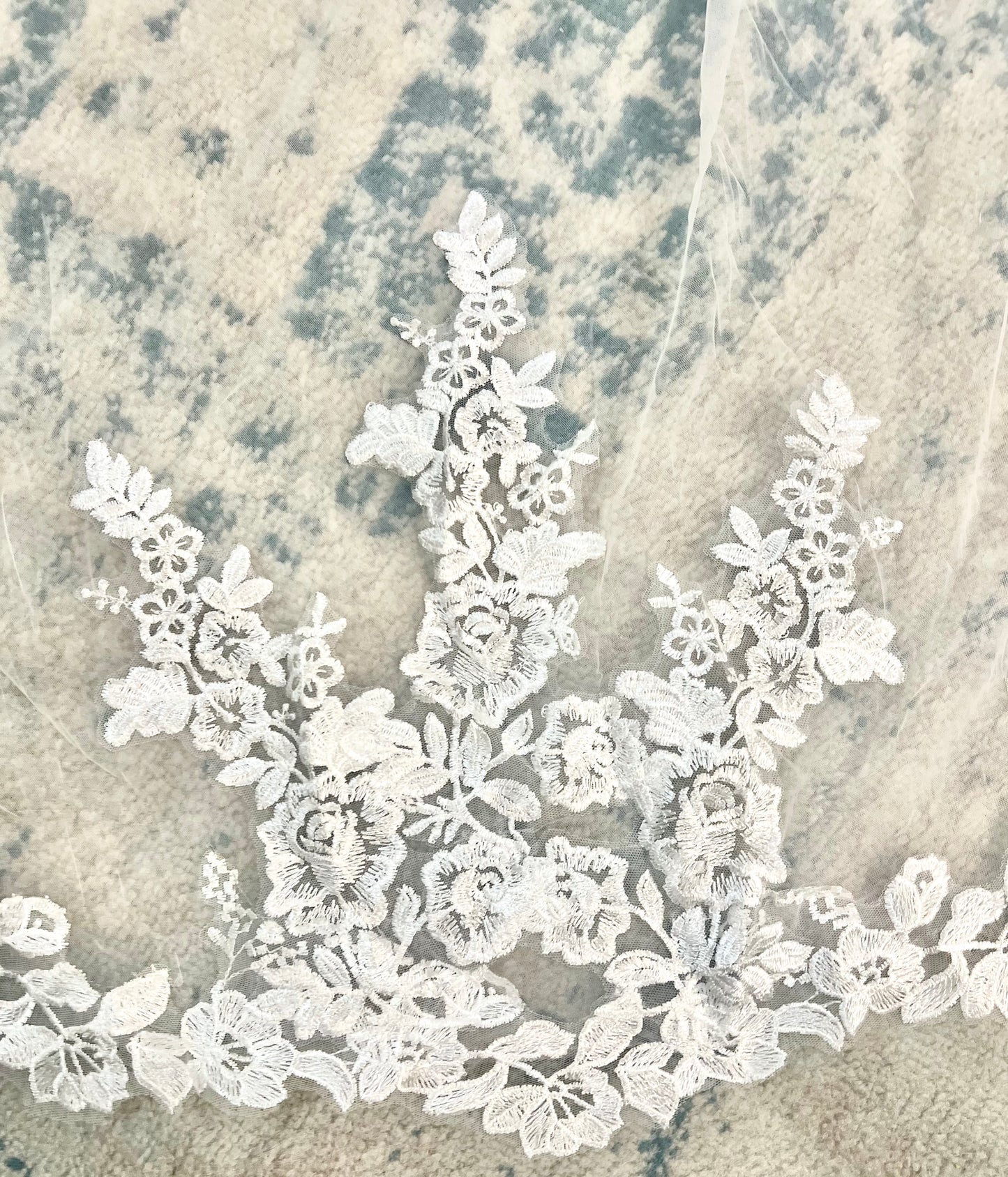 floral lace wedding veil, white lace bridal veil, delicate lace pattern wedding veil, affordable bridal veils