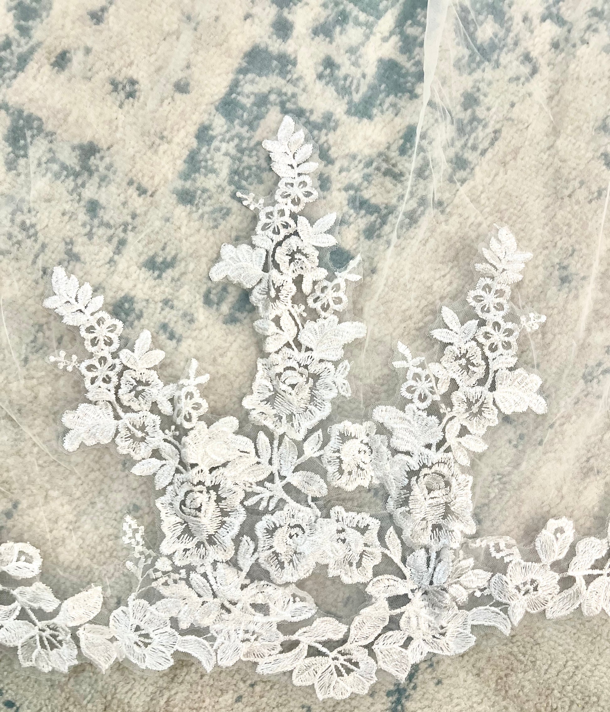 floral lace wedding veil, white lace bridal veil, delicate lace pattern wedding veil, affordable bridal veils