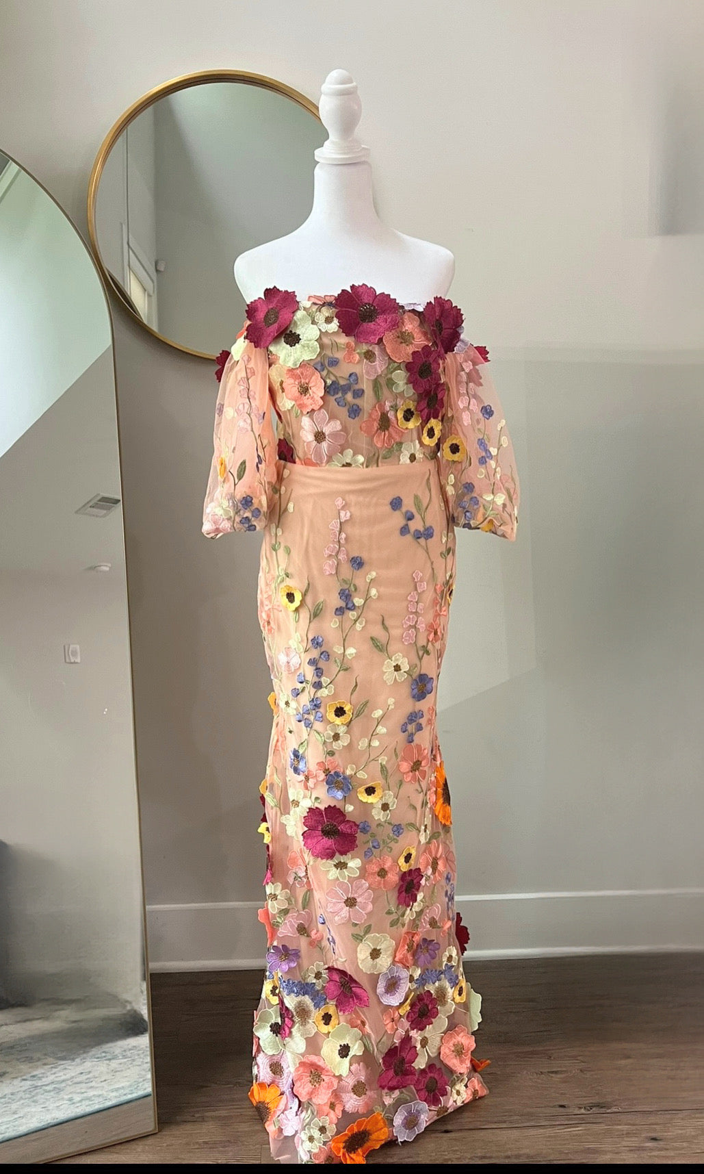 Summer Pink Peachy Blossoms Maxi Floral Wedding Guest Bridesmaid Dress 8 Summer Pink Peachy Blossoms Maxi Floral Wedding Guest Bridesmaid Dress 8