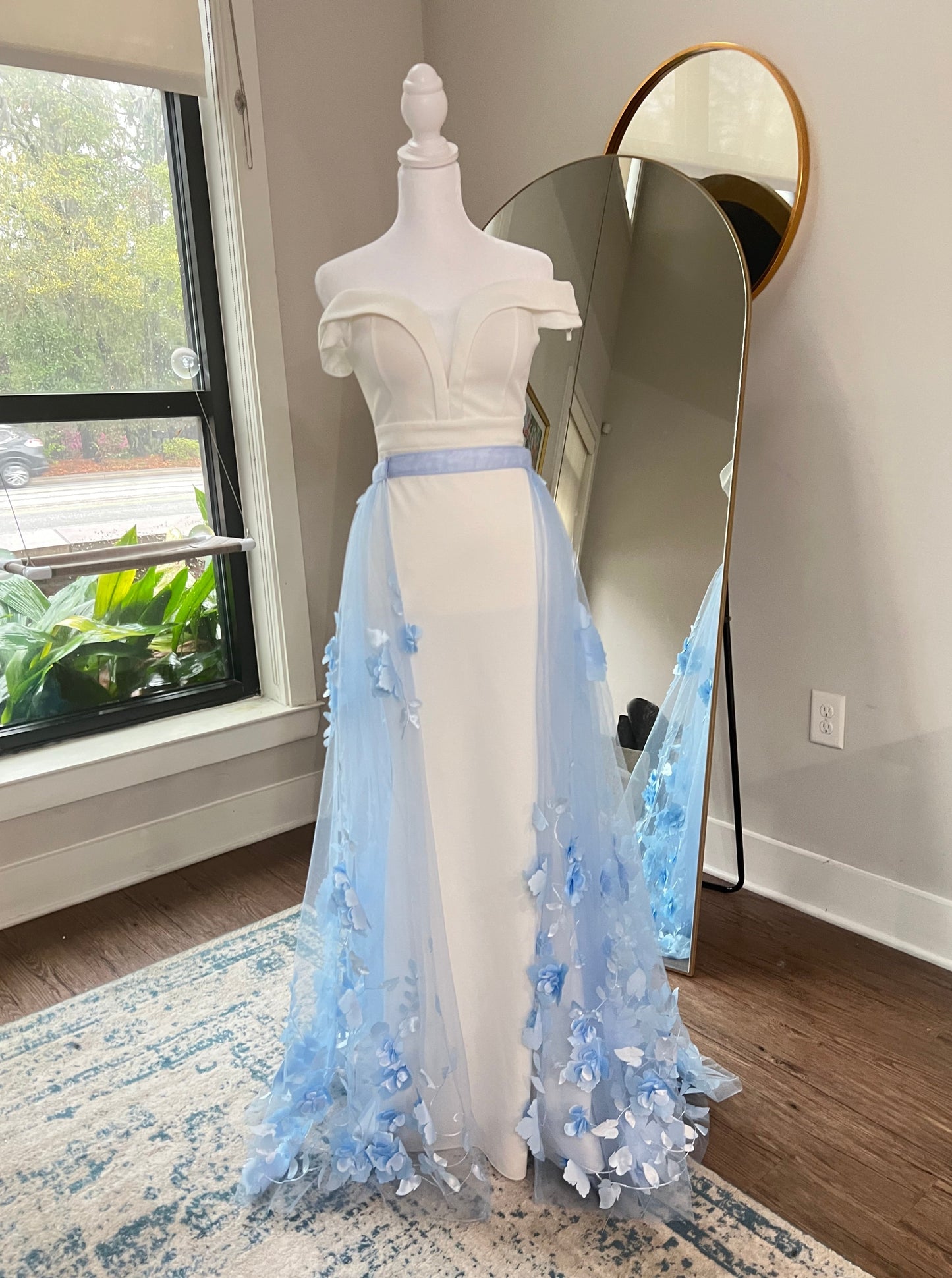 something blue wedding dress train, affordable wedding dresses, cheap wedding dresses, light blue bridal overskirt, baby blue detachable wedding train