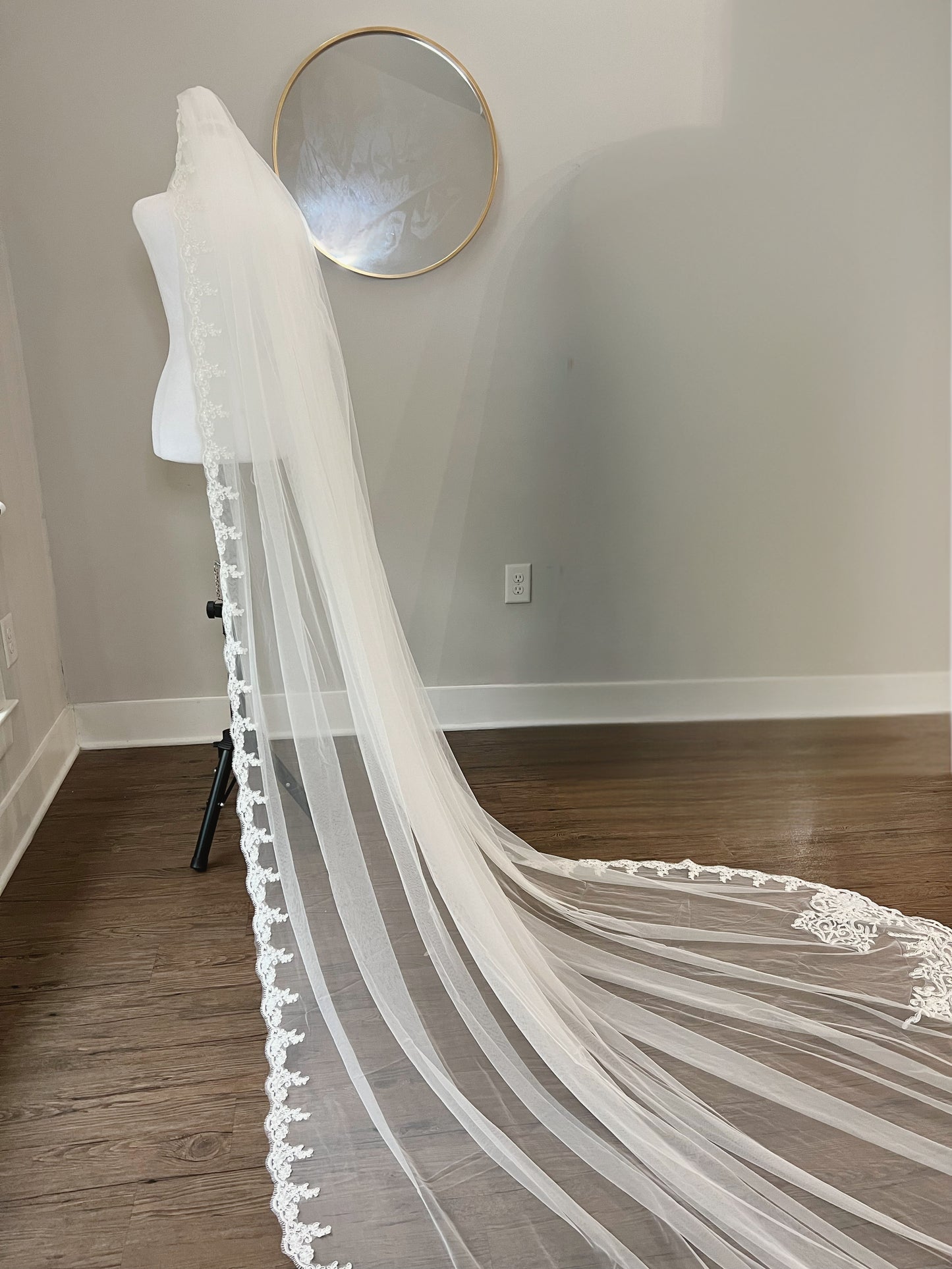 Lace embroidered trim cathedral length wedding veil, cheap affordable bridal veils, grace loves lace, Maggie sorento bridal veils, long wedding veils