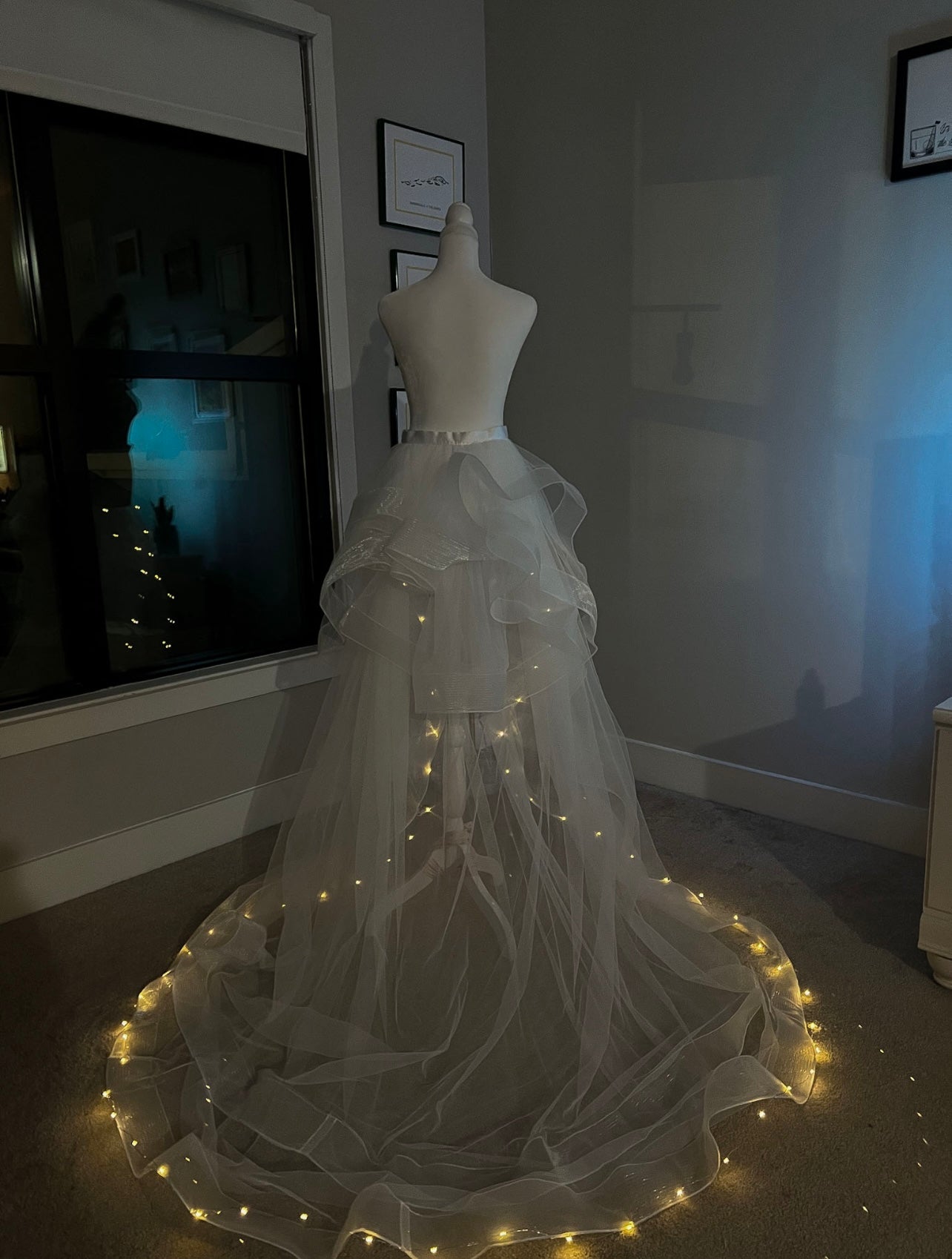 Light up trim wedding skirt custom made wedding train