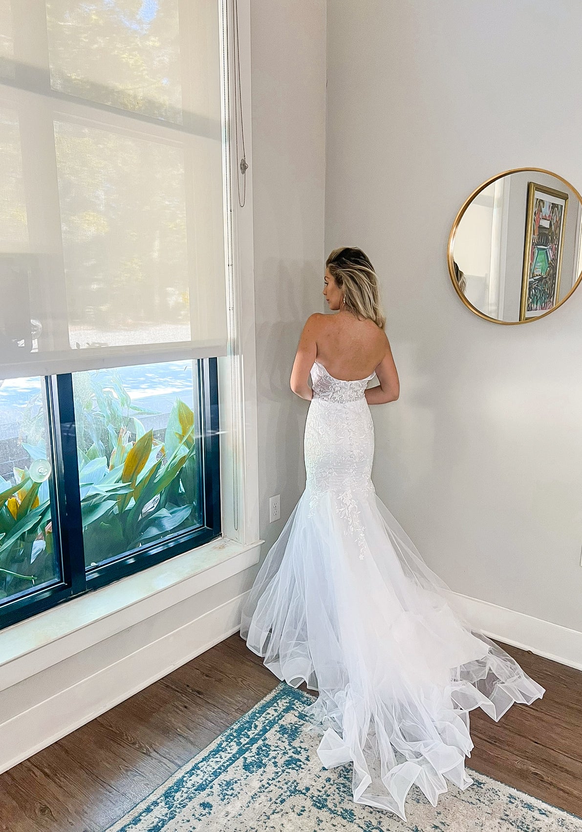 Small Hard Tulle Wedding Train detailed on lace fitted bridal gown
