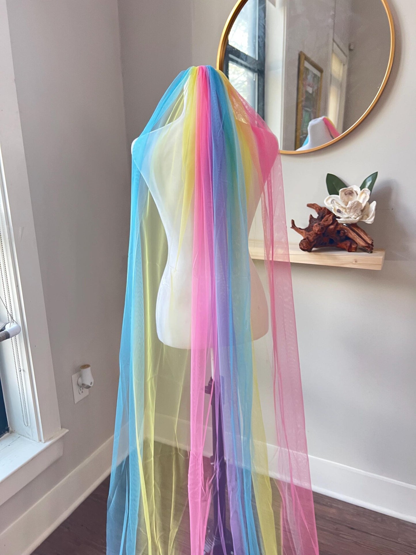 Rainbow Wedding Veil, Colorful Wedding Veil, Unicorn Wedding Veil, Fun Theme Wedding Veil, Non-traditional Wedding veil, Fun Bridal Veils, Unique Wedding Veils
