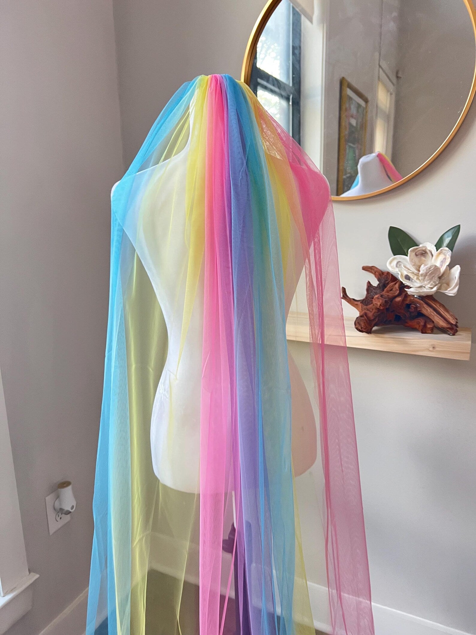 Rainbow Wedding Veil, Colorful Wedding Veil, Unicorn Wedding Veil, Fun Theme Wedding Veil, Non-traditional Wedding veil, Fun Bridal Veils, Unique Wedding Veils