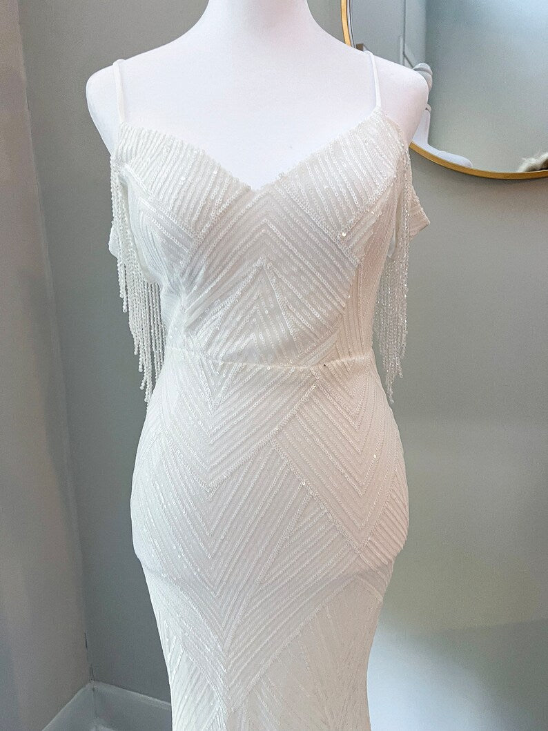 Elegant bridal gown party wedding reception dress, soft white bridal gown, glamorous wedding dress, elegant bridal gown