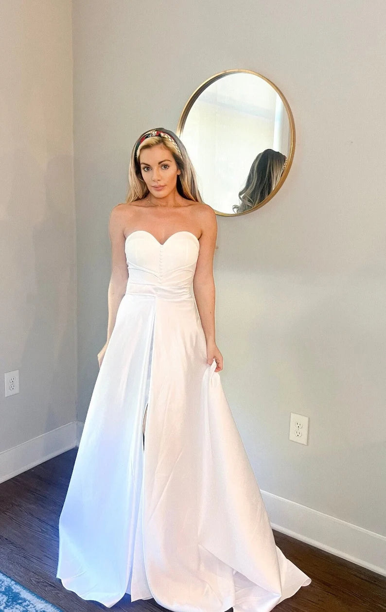 Belted Satin Ballgown Overskirt Cheap Wedding train