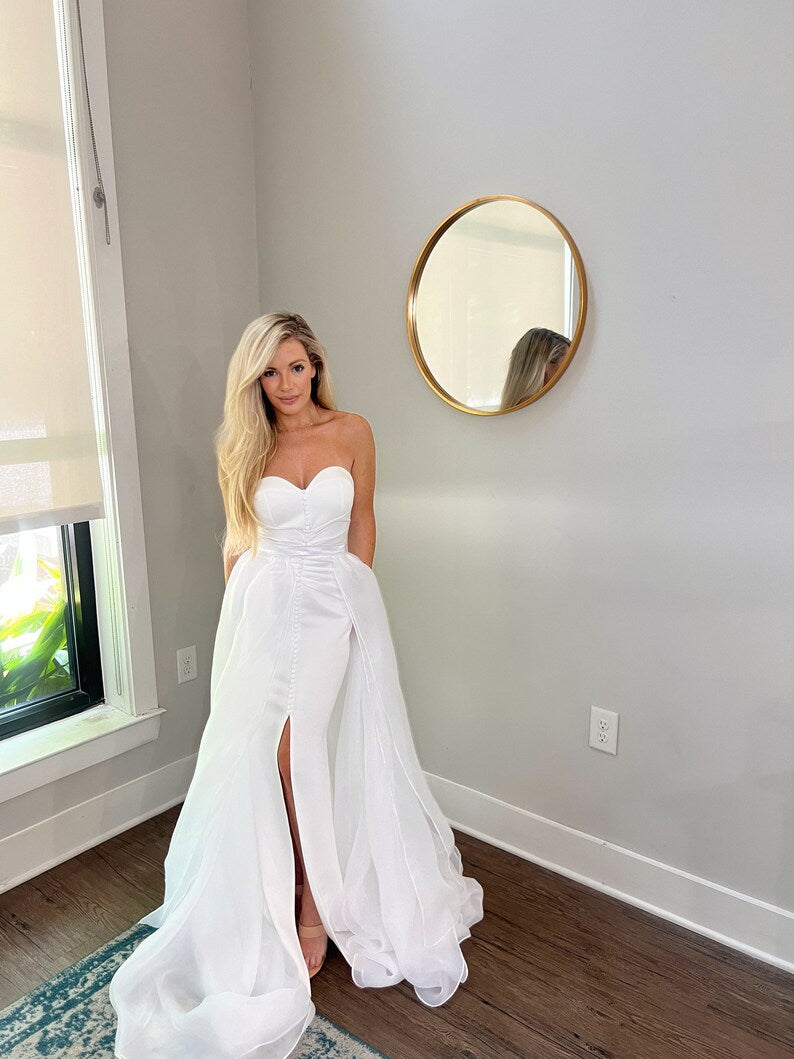 Chiffon satin affordable wedding train bow accent