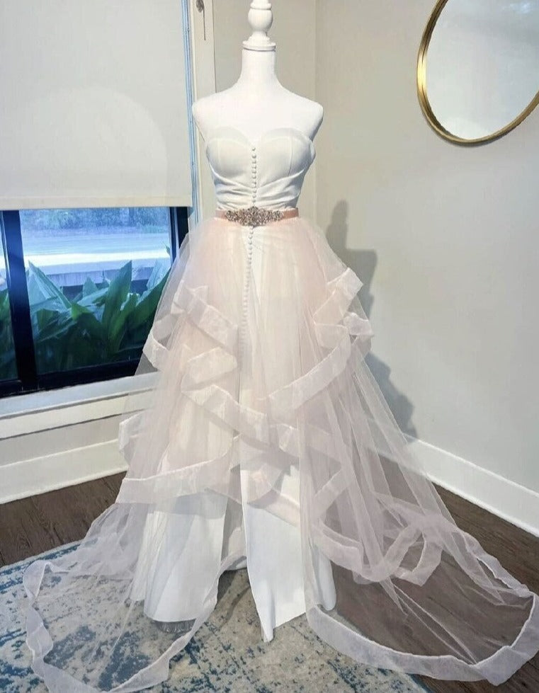 Blush Pink Wedding Train with Bridal Belt or Sash (Custom Colors) 2XL / White Blush Pink Wedding Train with Bridal Belt or Sash (Custom Colors) 2XL / White