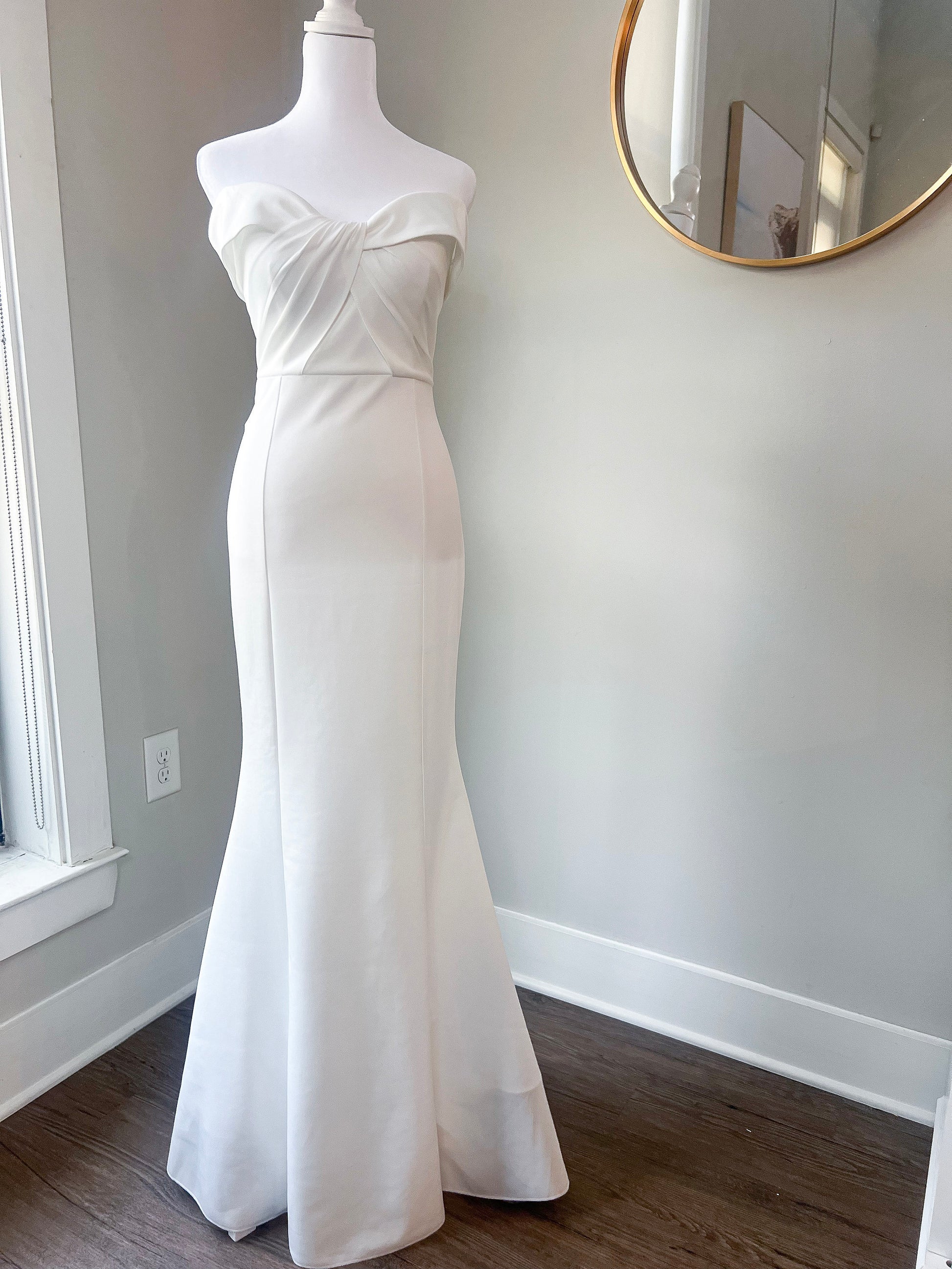 form fitting comfortable wedding gown, soft material wedding dress cheap, empire waist bridal gown