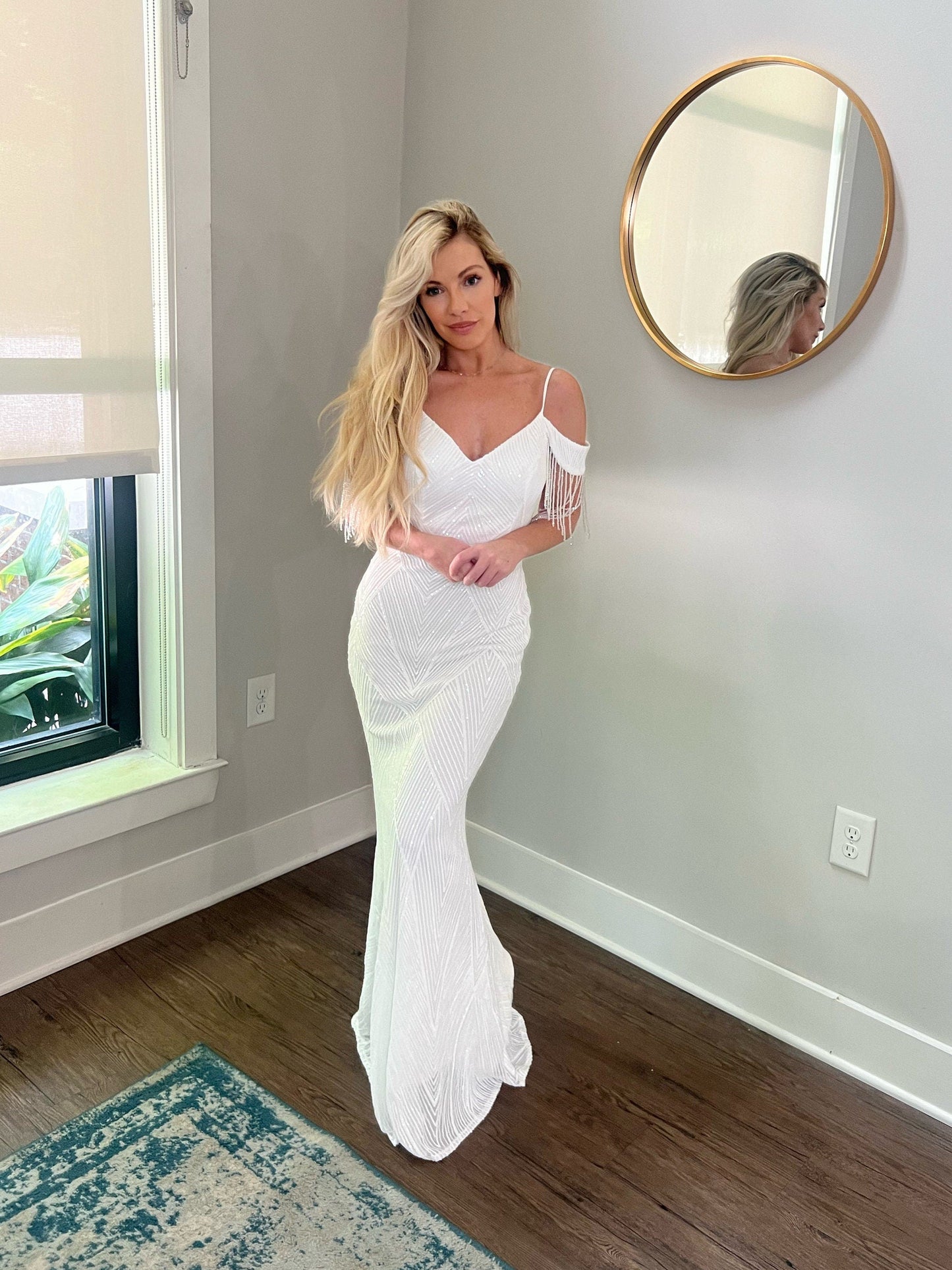 Trumpet Sequined High Glam Wedding Reception Party Dress, mermaid wedding gown