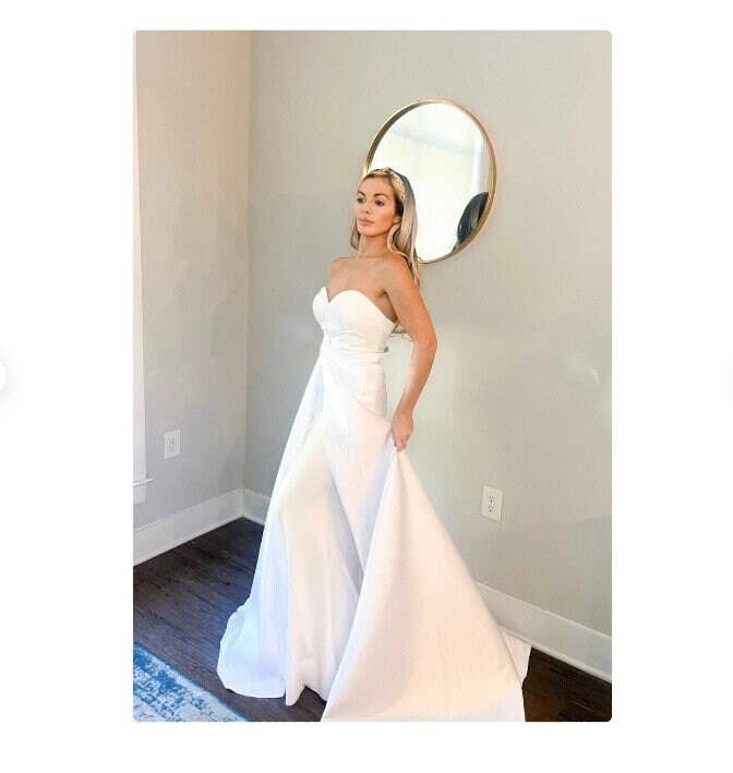 Mermaid Wedding Dress with Satin Overlay Skirt/Train 6 / Dress & Train Mermaid Wedding Dress with Satin Overlay Skirt/Train 6 / Dress & Train