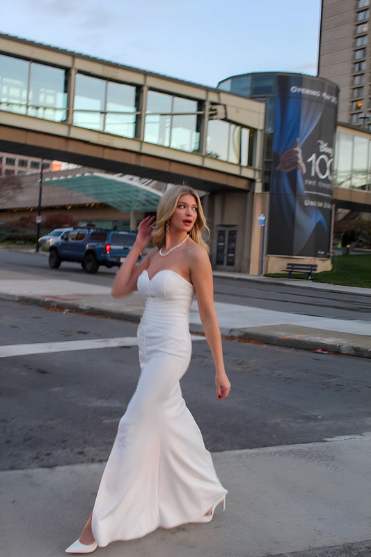 Sophisticated Modern Trumpet Wedding Gown