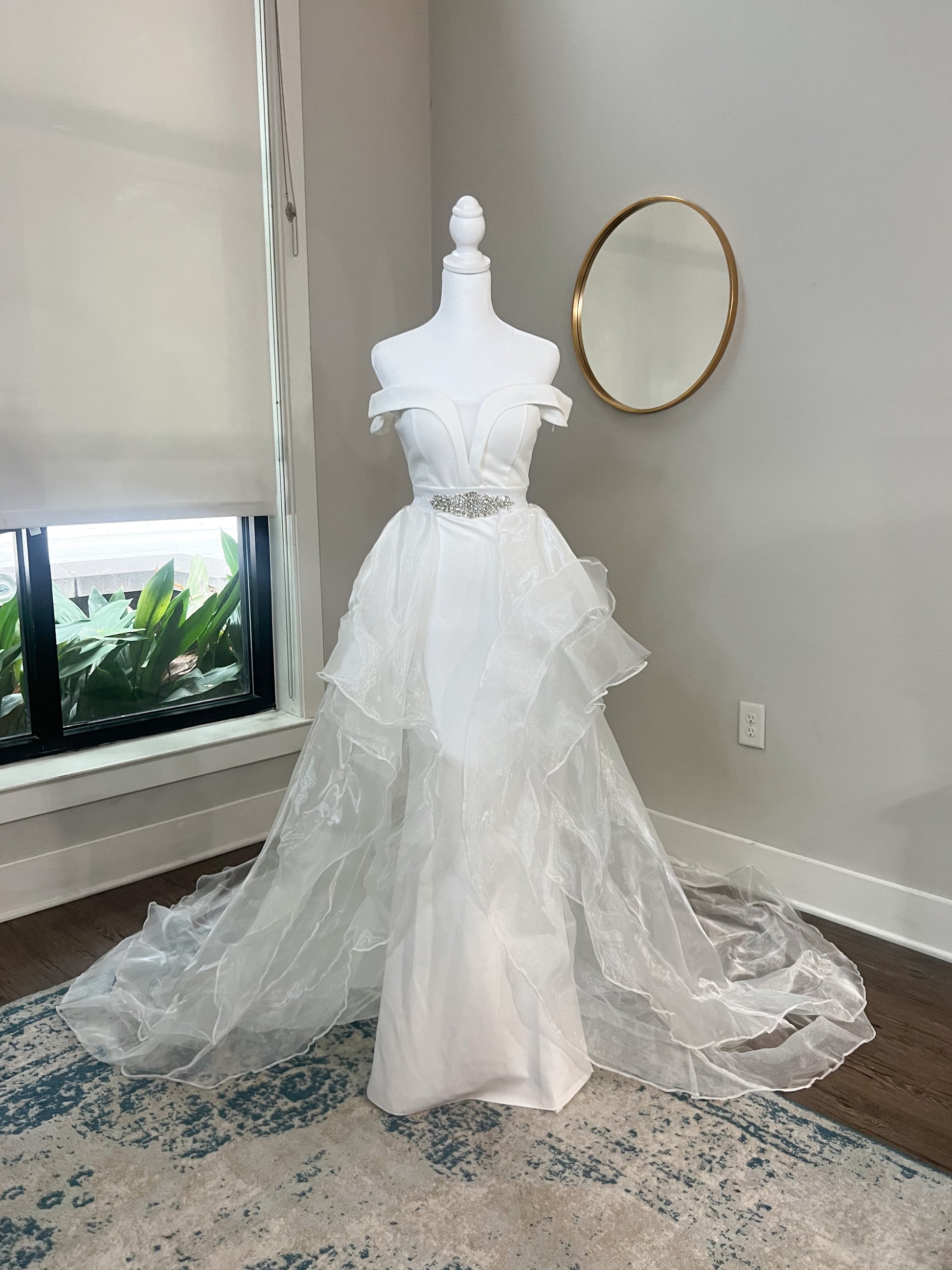 Removable Waterfall Tiered High-Low Wedding Skirt 3XL / Ivory / with Bridal Belt Removable Waterfall Tiered High-Low Wedding Skirt 3XL / Ivory / with Bridal Belt