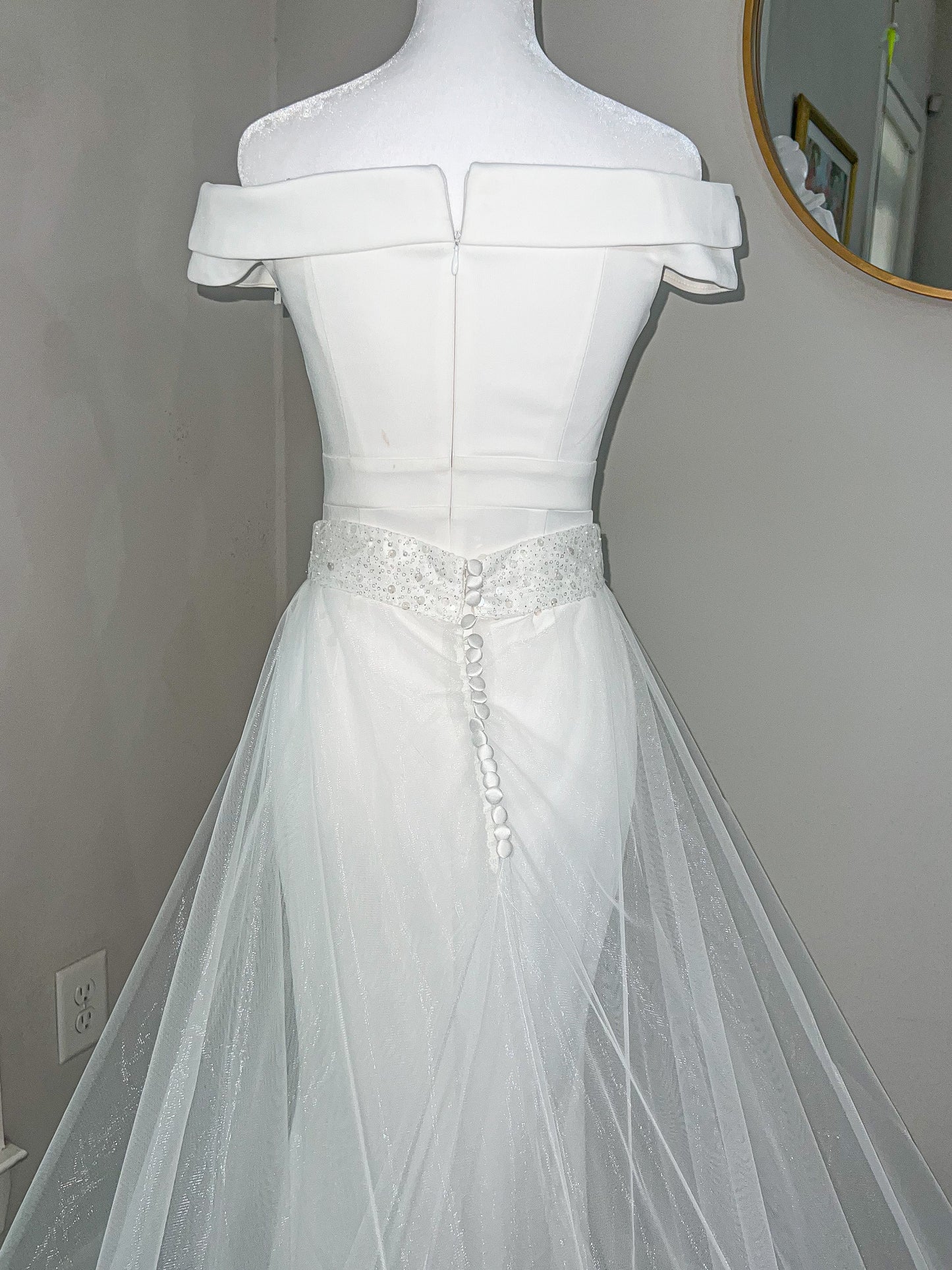 Wedding Skirt Button Up Clasps with Beaded Belt