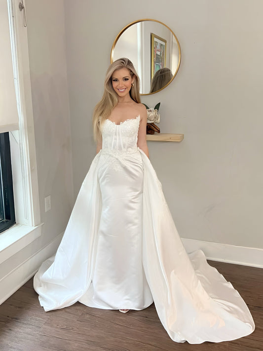 Two-in-One Satin Mermaid Wedding Dress with Satin Detachable Train – Versatile Elegance