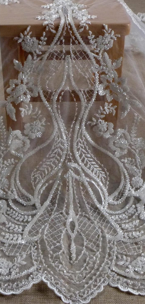 lace and sequins bridal appliques wedding dress, high-end material wedding gown, maggie sorento wedding dress, david's bridal wedding gown, essence of australia bridal gown, bridal trends 2024 wedding dress, vintage wedding gown, scalloped edges wedding gown