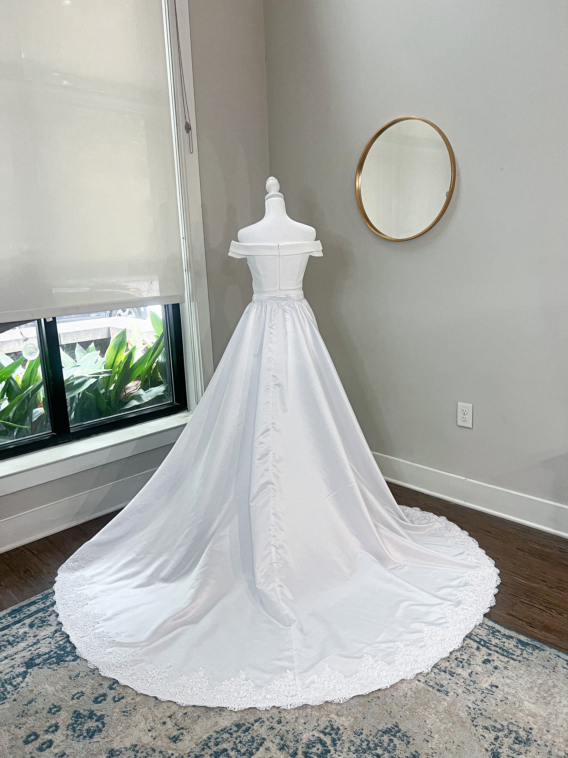 white dress with train Detachable Satin Wedding Train with Lace Embroidered Trim – Haus of Lace
