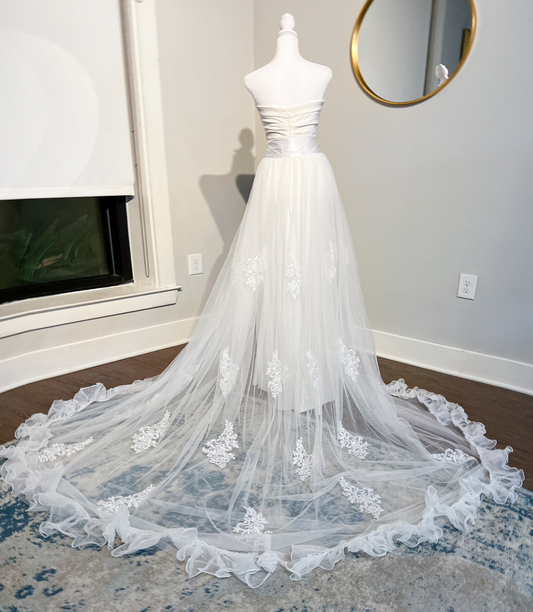 Affordable Ruffle Tulle Trim Wedding Train