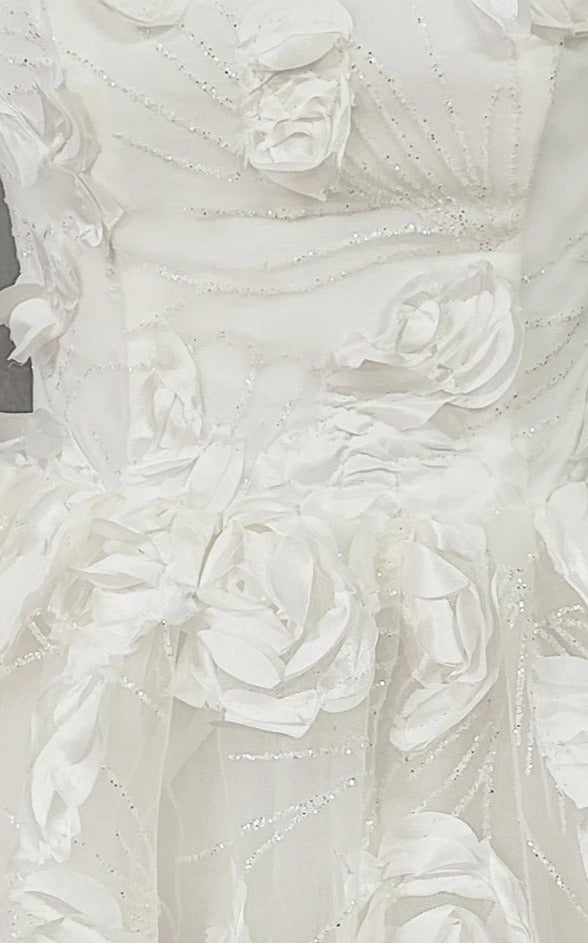 Enchanting Floral Appliqués Short Wedding Reception Dress or Bridal Shower Dress