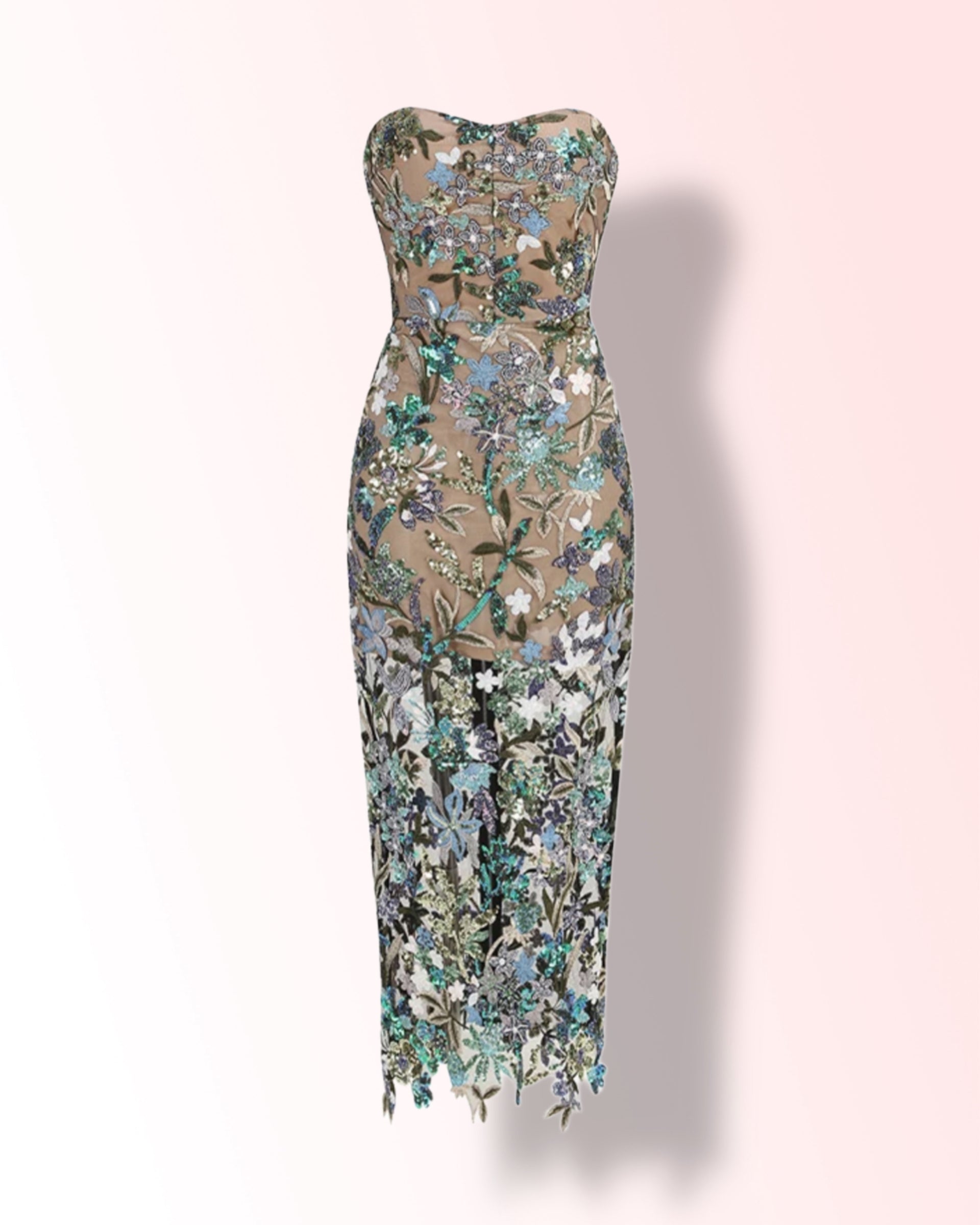 Floral Sequin Embroidery Midi Cocktail Dress – Haus of Lace