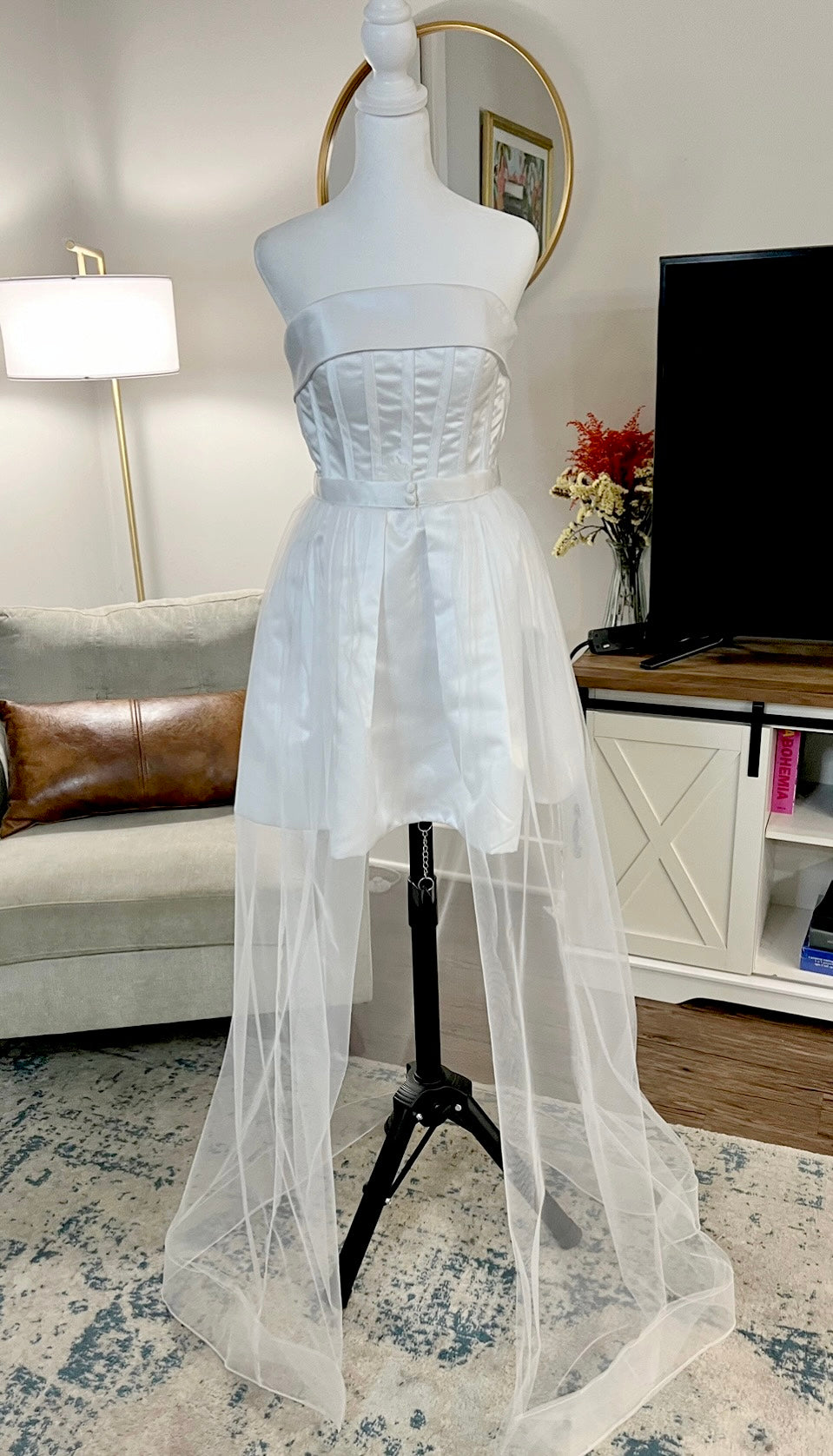 Affordable wedding skirt, open front bridal skirt, removable wedding train, bridal accessories, one layer tulle train