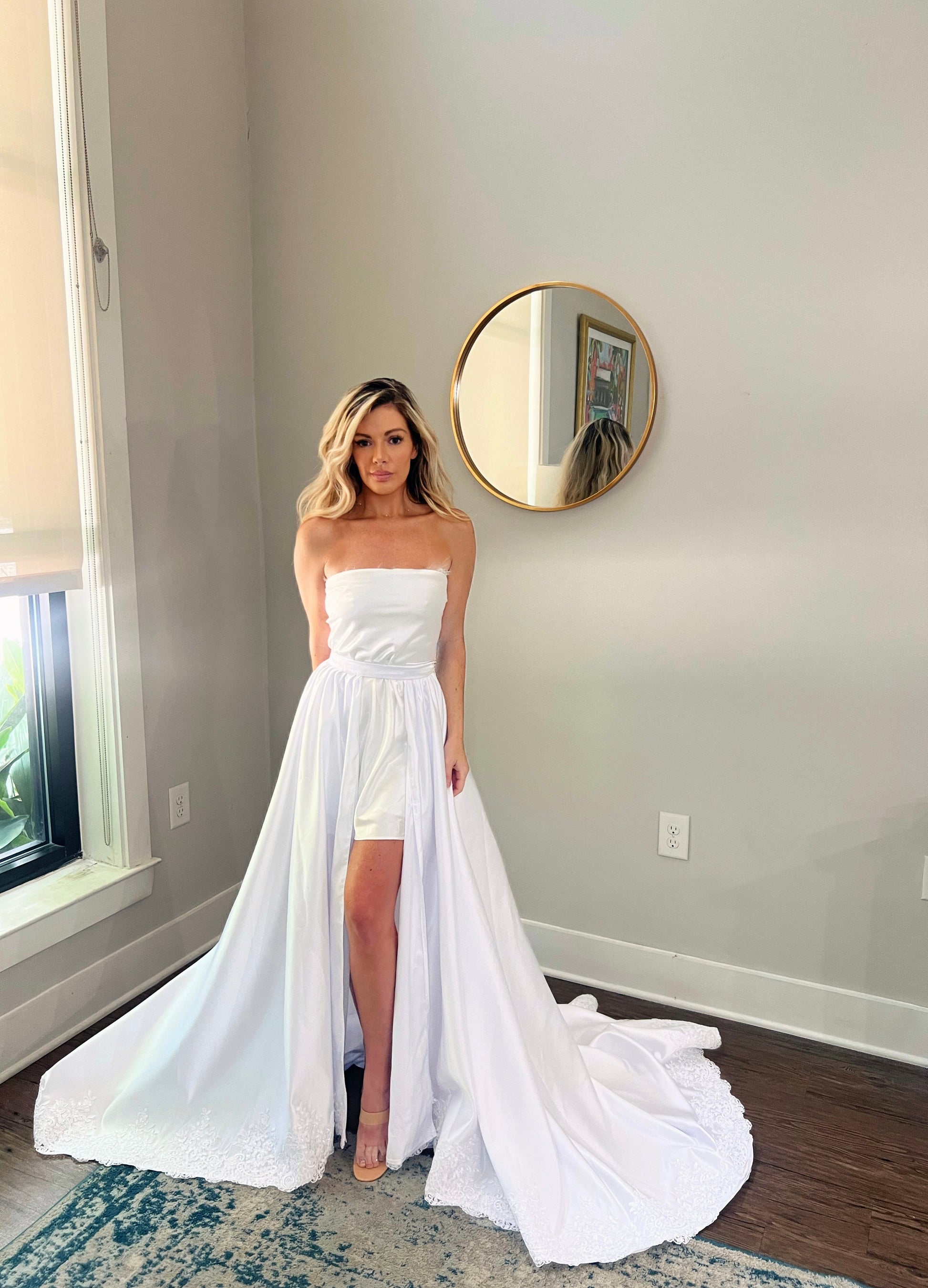 Detachable Satin Wedding Train with Lace Embroidered Trim XXL / Custom Color-Email Us Detachable Satin Wedding Train with Lace Embroidered Trim XXL / Custom Color-Email Us