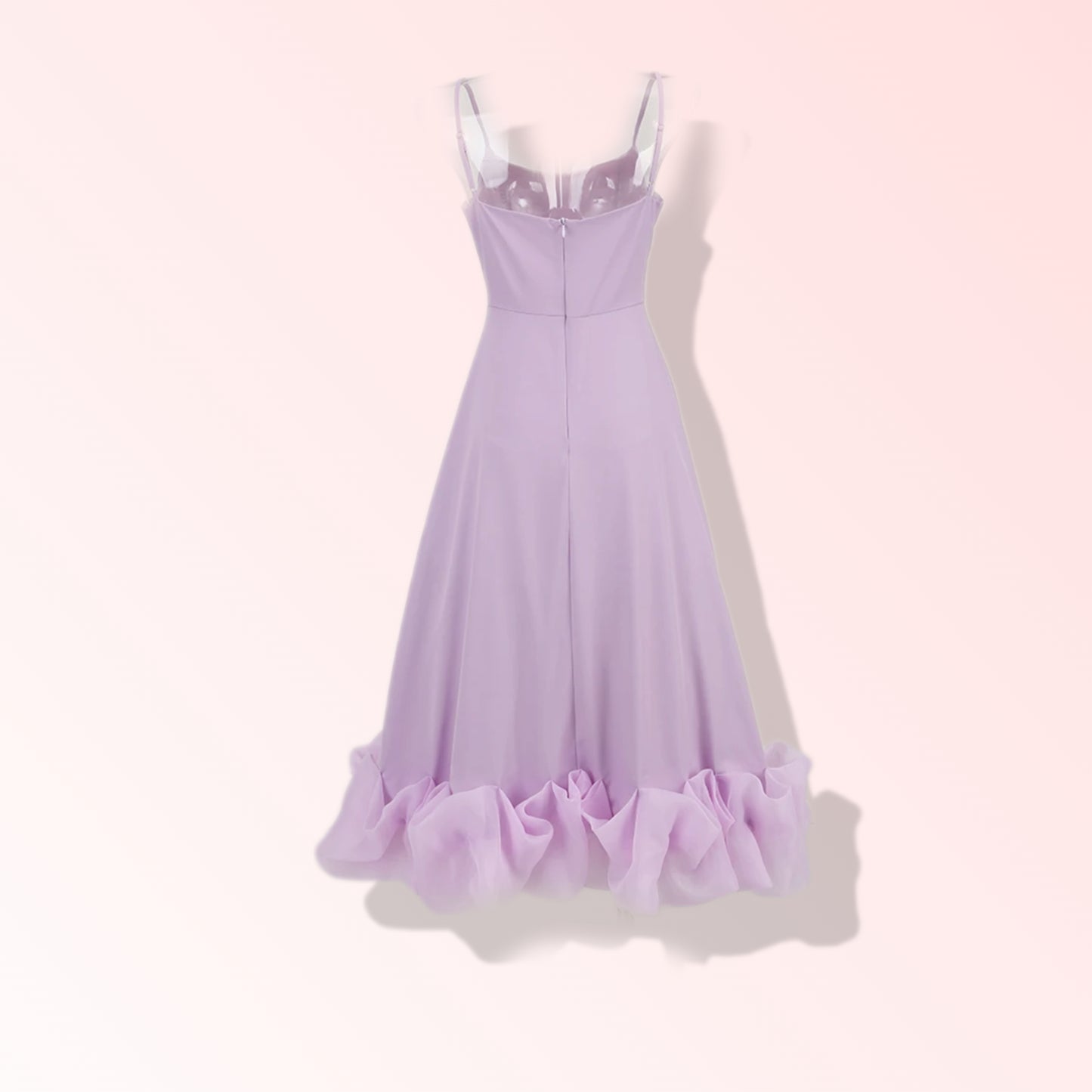 Elegant Lavender A-Line Summer Midi Evening Dress with Ruffled Hem