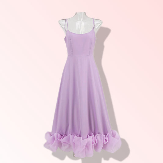 Elegant Lavender A-Line Summer Midi Evening Dress with Ruffled Hem