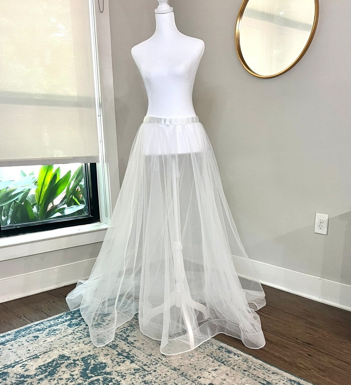 White 3D Floral Petals Detachable Wedding Train or Full Bridal Skirt M / White White 3D Floral Petals Detachable Wedding Train or Full Bridal Skirt M / White
