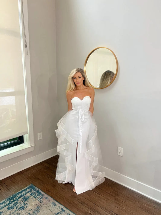 Affordable Detachable Tulle Wedding Train