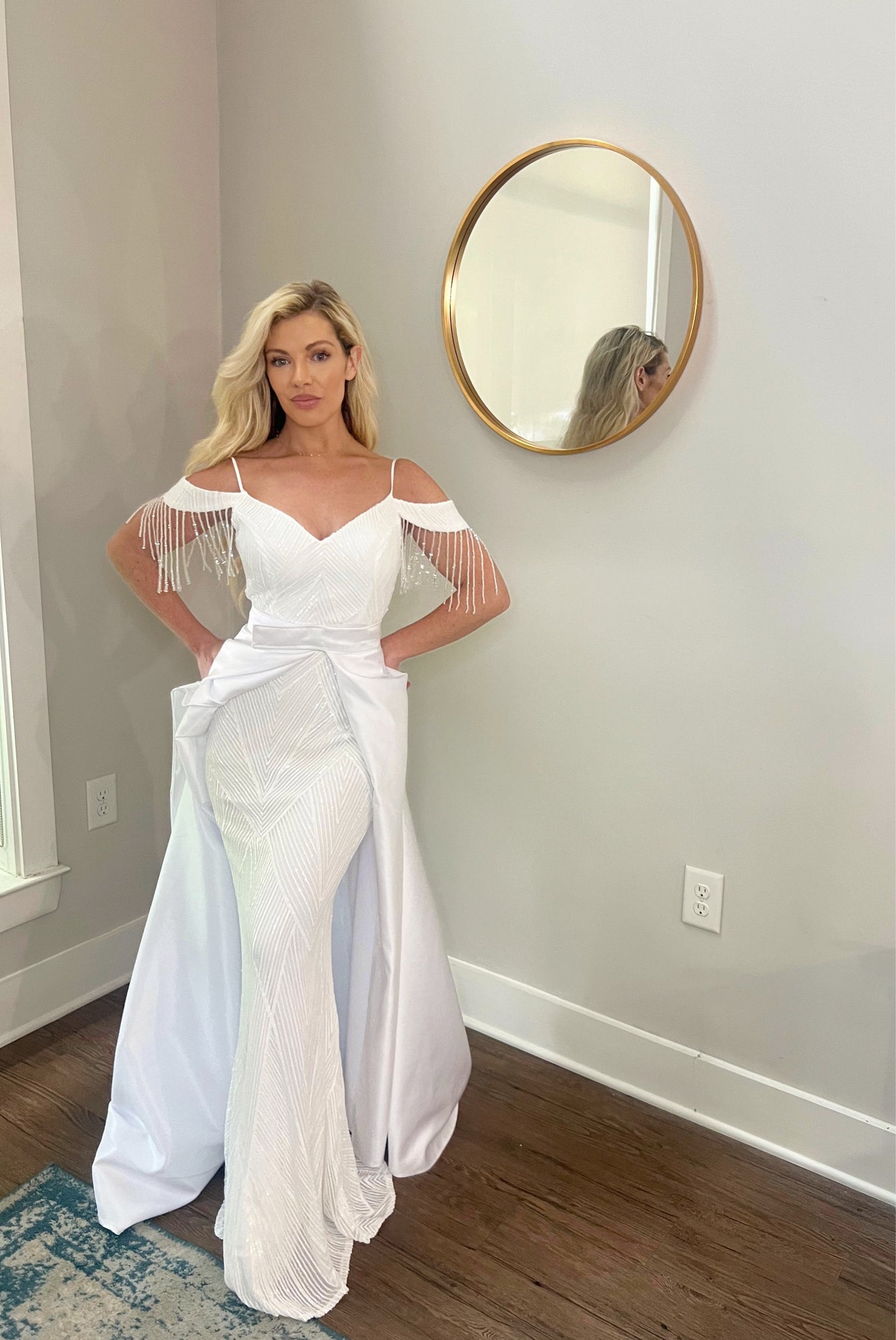Elegant Trumpet Chapel Train Lace Satin Wedding Dress with Backless main image 1