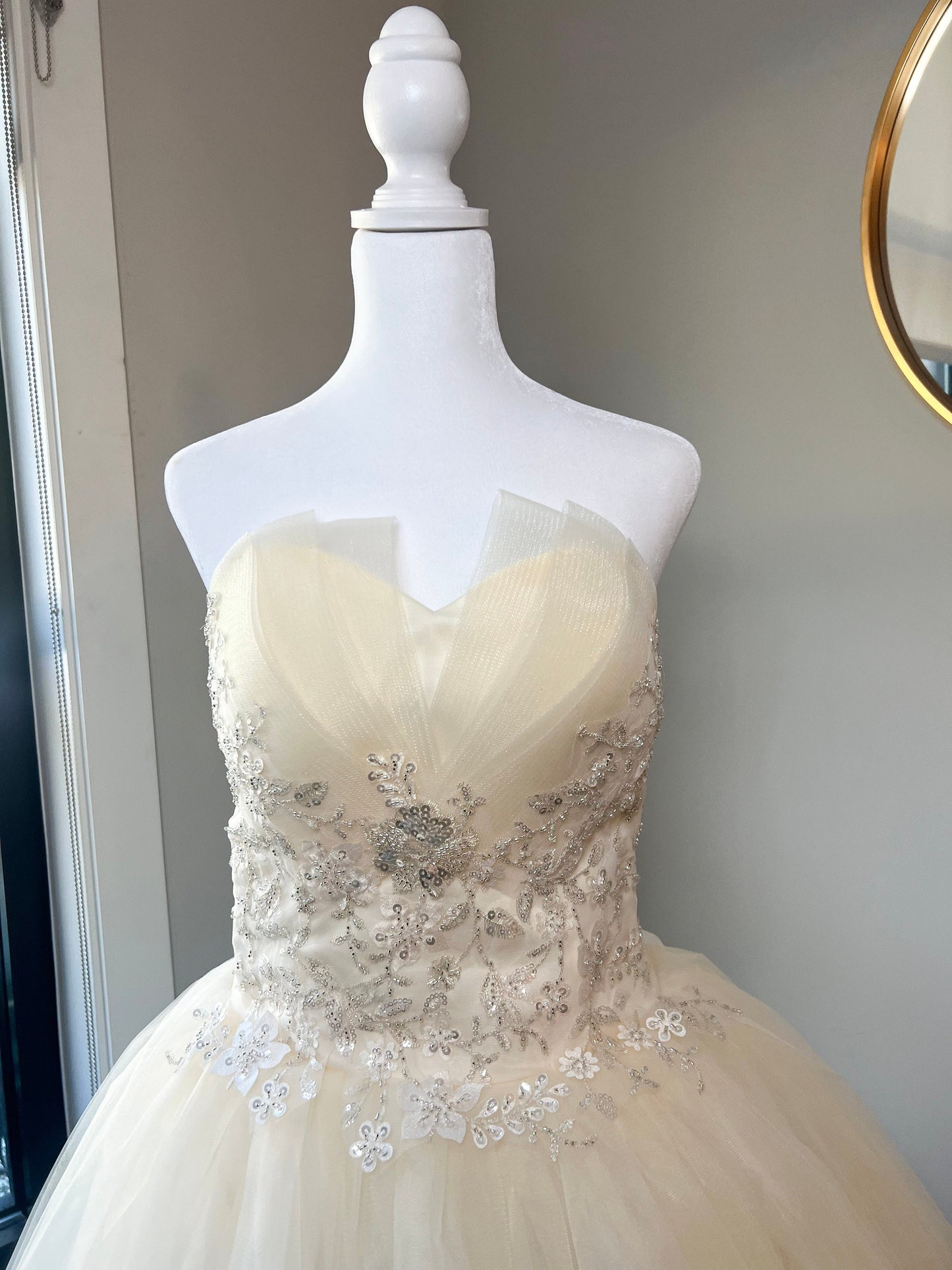 Champagne Ballgown Dress Corset Tie-up Back