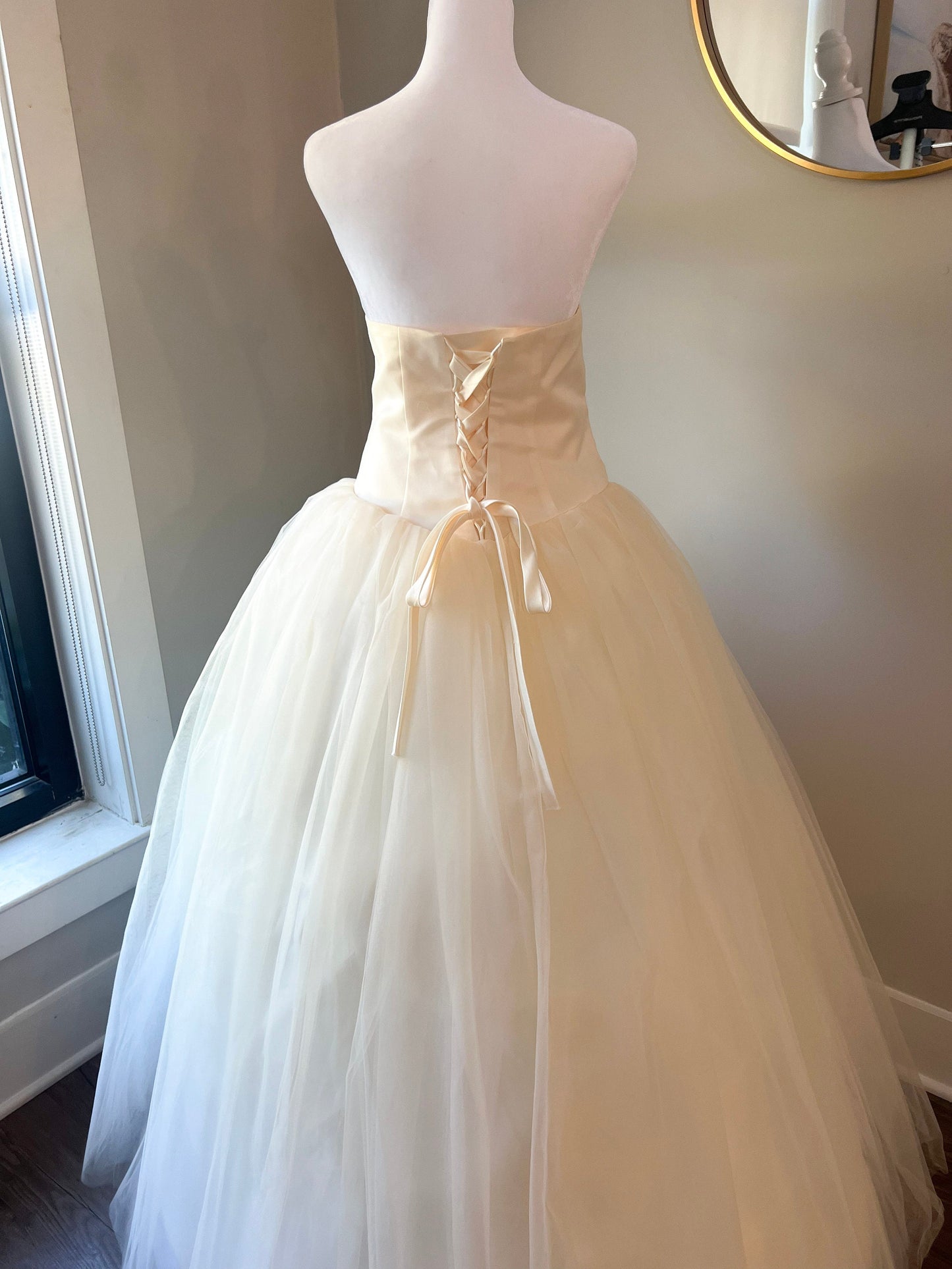 Champagne Ballgown Dress Corset Tie-up Back