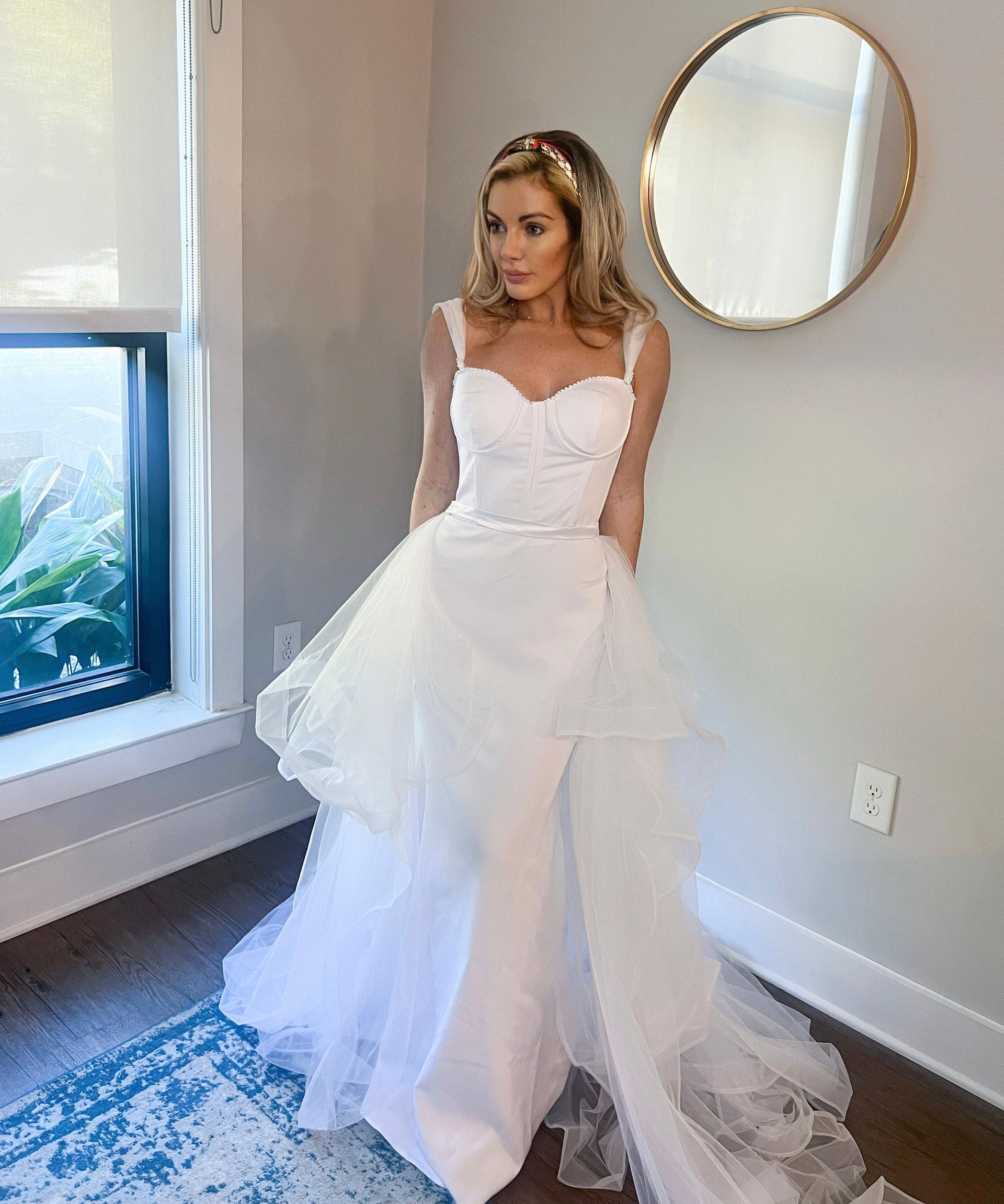 Corset Mermaid Wedding Dress with Detachable Tulle Train  Haus of Lace